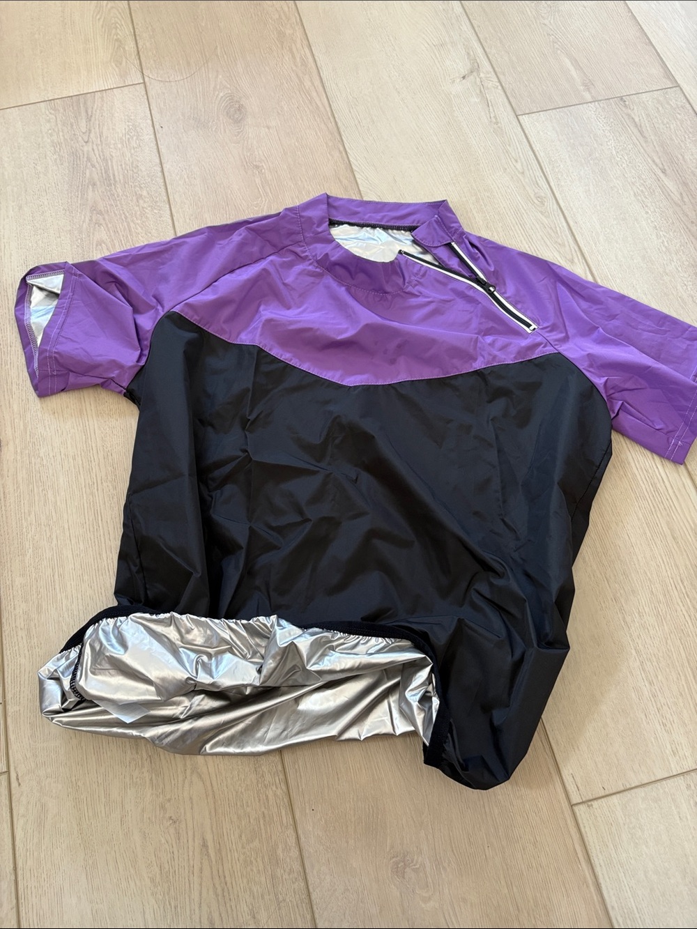 Sauna Suit Short-Sleeve Colorblock Shirt - Purple/Black Medium